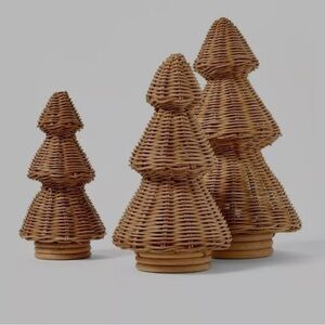NEW Studio McGee Wicker Holiday Tree Set 3 - Brown Target Threshold rattan